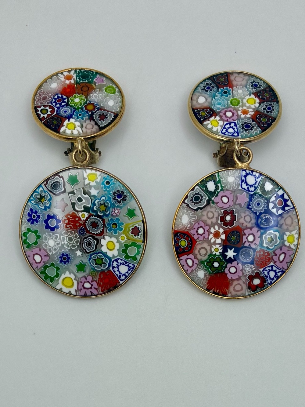 venetian Millefiori gold vermeil Glass Drop Earrings